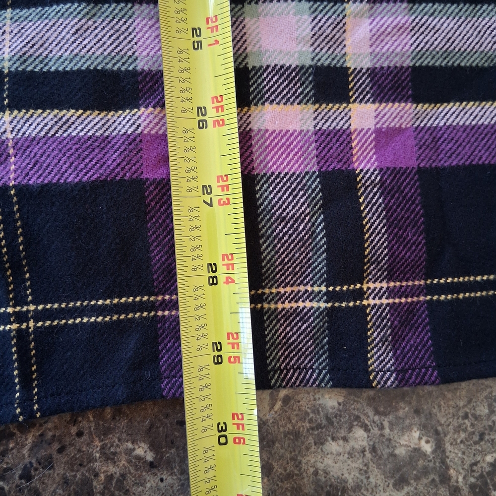 Cato Purple&Black Plaid Button Down Flanel With Front & Side Pockets 100% Cotton - Picture 11 of 15